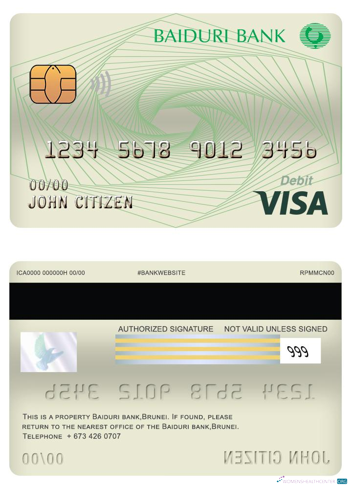 Download Brunei Baiduri Bank visa card debit card Photoshop template